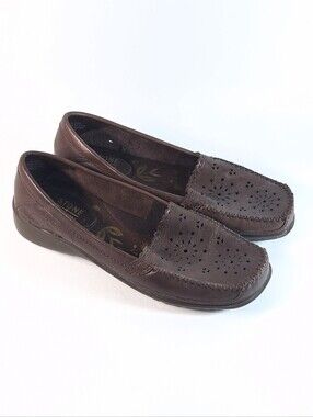 Stone Canyon Kellie 7.5 Women's Brown Perforated Leather Loafers